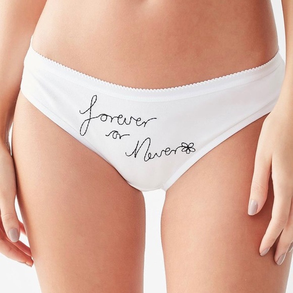 NWT UO Out From Under Embroidered Text Bikini White Med - Forever Or Never - Picture 11 of 11